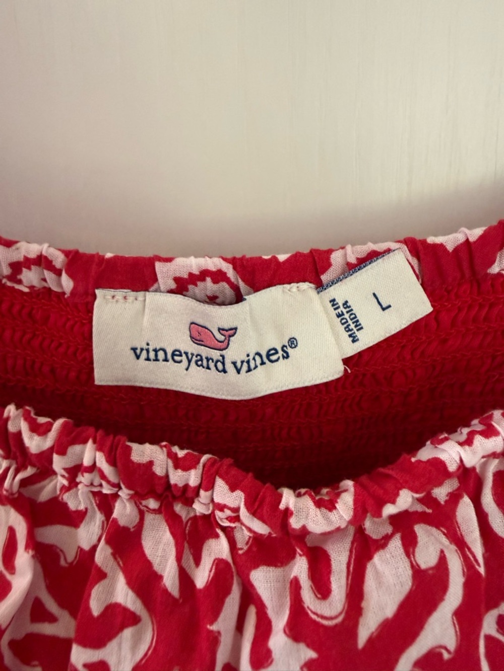 Vineyard Vines Red and White Printed Smocked Sundress - Picture 3 of 4